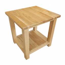 Solid Oak Side Table With Shelf - Lacquered Natural Grain Lamp - thumbnail 4