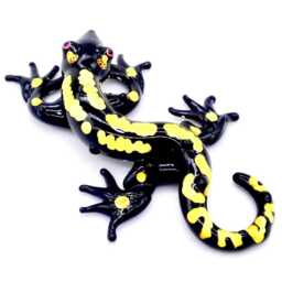 Glass Miniature Salamander Lizard Reptile Animal Black Yellow Figurine Hand Blown Statue Decoration Collectible Small Craft Painted Figure - thumbnail 3
