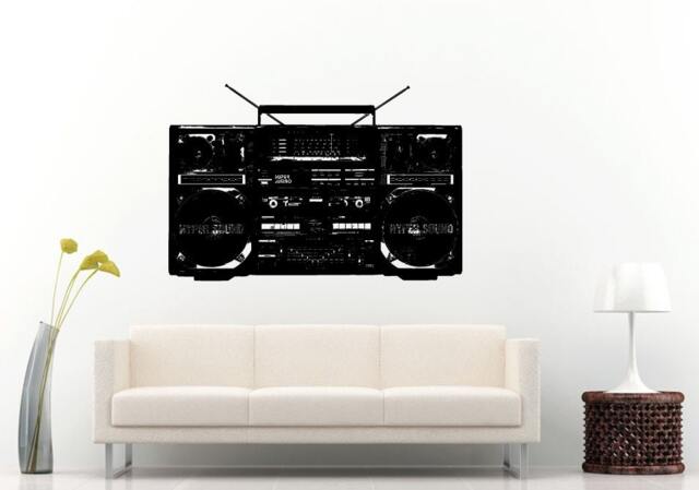 Boom Box Retro Old School Classical Music Player A-Track Cassette Tape Radio Equalizer Wall Decal Vinyl Sticker Mural Room Decor L979 - image 1