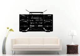 Boom Box Retro Old School Classical Music Player A-Track Cassette Tape Radio Equalizer Wall Decal Vinyl Sticker Mural Room Decor L979 - thumbnail 1
