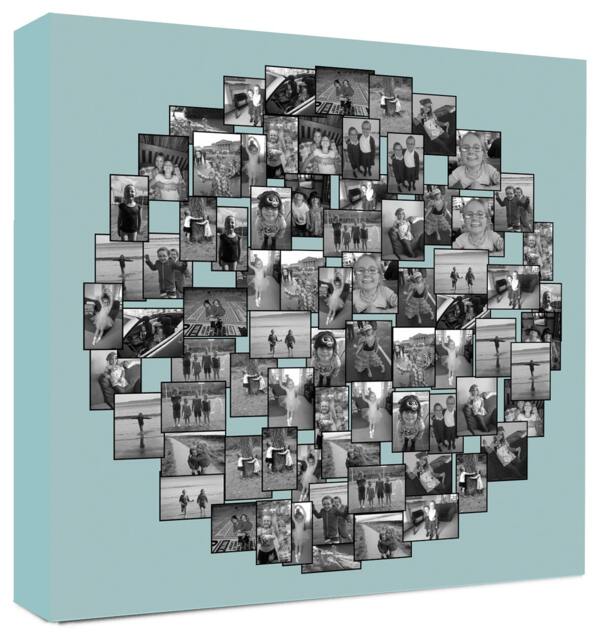 Circle Photo Collage Canvas, Custom Family Portrait, Ready To Hang - image 1