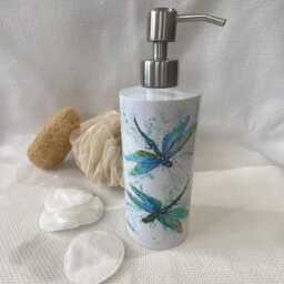 Dragonflies Watercolour Design, Liquid Soap Pump Dispenser, By Wildlife Artist Sandi Mower - thumbnail 4