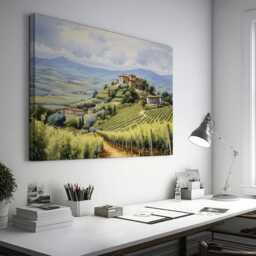 Tuscan Vineyard Landscape Canvas Print Rolling Hills Wall Art - thumbnail 2