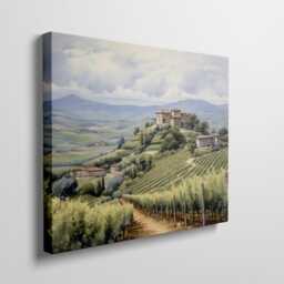 Tuscan Vineyard Landscape Canvas Print Rolling Hills Wall Art - thumbnail 3