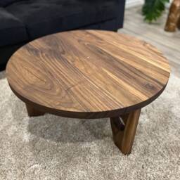 Low Profile Round Coffee Table, Solid Natural Walnut/Ash Beautifully Finished To Bring Out Its Natural Colours, Stylish Table - thumbnail 3