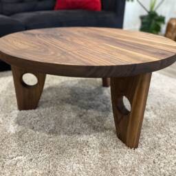 Low Profile Round Coffee Table, Solid Natural Walnut/Ash Beautifully Finished To Bring Out Its Natural Colours, Stylish Table - thumbnail 2