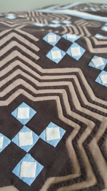 Handmade Batik Quilt, Earthy Brown Patchwork Blanket, 224x282 cms - image 1