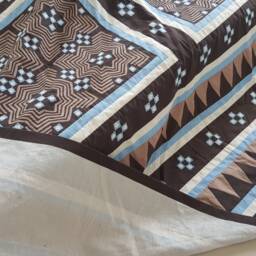 Handmade Batik Quilt, Earthy Brown Patchwork Blanket, 224x282 cms - thumbnail 3