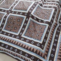 Handmade Batik Quilt, Earthy Brown Patchwork Blanket, 224x282 cms - thumbnail 2