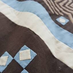Handmade Batik Quilt, Earthy Brown Patchwork Blanket, 224x282 cms - thumbnail 4