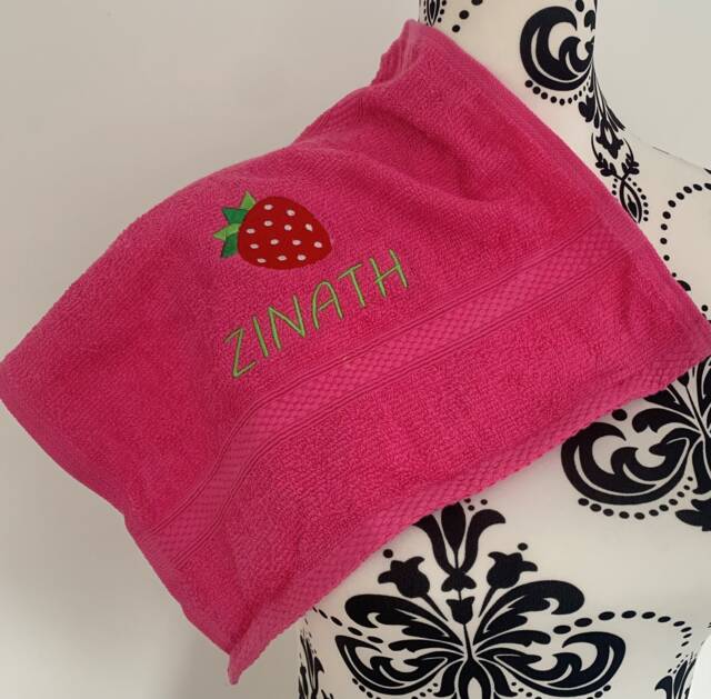 strawberry Towel - Personalised Face Cloth/Hand Bath = Embroidered - image 1