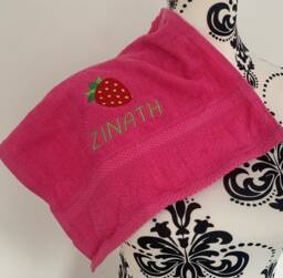 strawberry Towel - Personalised Face Cloth/Hand Bath = Embroidered - thumbnail 1