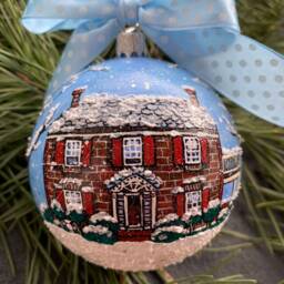 Custom House Portrait Ornament, Hand Painted Christmas Bauble - thumbnail 3