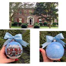 Custom House Portrait Ornament, Hand Painted Christmas Bauble - thumbnail 2
