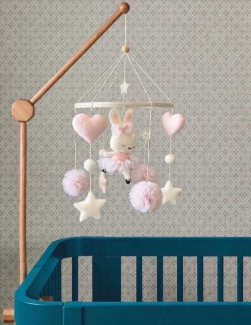 Ballerina Bunny Baby Mobile Felt Crib Decor For Neutral Nursery Rabbit Girl Room Decoration Handmade Babyshower Gift Newborn - image 1