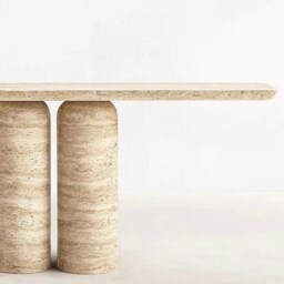 Soho Console Table - Travertine Natural Stone Console, Entryway Table, Custom Size Orders Available Upon Request - thumbnail 2