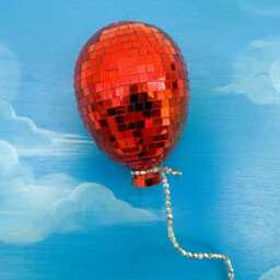 Disco Balloon Sky Painting - Red Mirror Ball Funky Maximalist Cloudscape 3D Dopamine Decor - thumbnail 3