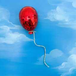 Disco Balloon Sky Painting - Red Mirror Ball Funky Maximalist Cloudscape 3D Dopamine Decor - thumbnail 2