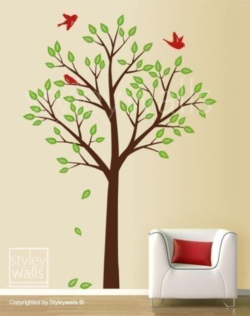 Tree & Birds Wall Decal, Kids Nursery Room Decor Art, Sticker, Forest - image 1