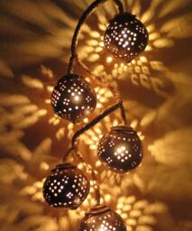 Wooden Hanging Lamp Made Of Coconut Shell Bedroom Light Garden Handmade - thumbnail 1