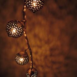 Wooden Hanging Lamp Made Of Coconut Shell Bedroom Light Garden Handmade - thumbnail 2