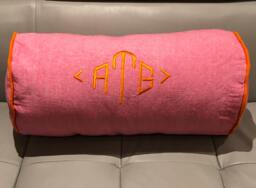 Pink Throw Pillows For Sofa Monogram Bolster Pillow Cover, Children Bedding Decor - thumbnail 1