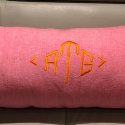 Pink Throw Pillows For Sofa Monogram Bolster Pillow Cover, Children Bedding Decor - thumbnail 3