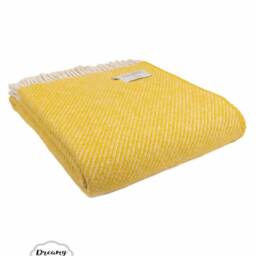 Mustard Yellow Wool Blanket - 100% Thick Chunky Woven Throw For Bedroom Decor Or Home Gift - thumbnail 4