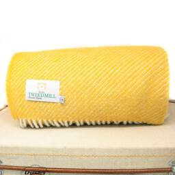 Mustard Yellow Wool Blanket - 100% Thick Chunky Woven Throw For Bedroom Decor Or Home Gift - thumbnail 2