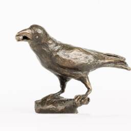 Crow With Nut, Bronze Sculpture, Patinated - thumbnail 4