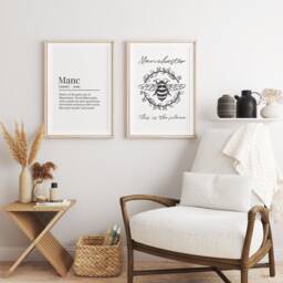 Manchester Definition Print & Bee Set, Wall Set Of 2 Prints, Prints - thumbnail 1