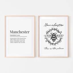 Manchester Definition Print & Bee Set, Wall Set Of 2 Prints, Prints - thumbnail 3