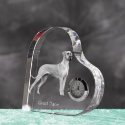 Great Dane - Crystal Clock in The Shape Of A Heart With Image Pure-Bred Dog - thumbnail 2