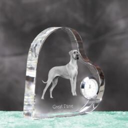 Great Dane - Crystal Clock in The Shape Of A Heart With Image Pure-Bred Dog - thumbnail 3
