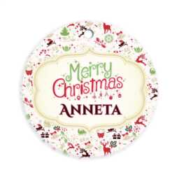 Personalised Bauble, Christmas Tree Decoration - Mdf, Gloss Finish - 75mm, Red Ribbon, Single Sided - thumbnail 2