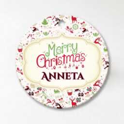 Personalised Bauble, Christmas Tree Decoration - Mdf, Gloss Finish - 75mm, Red Ribbon, Single Sided - thumbnail 4