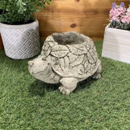 stone Garden Tortoise Leaf Detail Planter Plant Pot Concrete Ornament - thumbnail 3