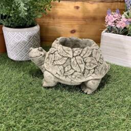 stone Garden Tortoise Leaf Detail Planter Plant Pot Concrete Ornament - thumbnail 2