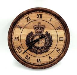 Unique Wood Clock, Personalised Whiskey Barrel Custom Wooden Wall Oak Gift Clock, Home Clock - thumbnail 1