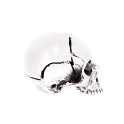 Silver Metal Skull Sculpture With Hypersthene Stone Eyes - thumbnail 4