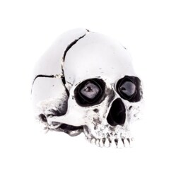 Silver Metal Skull Sculpture With Hypersthene Stone Eyes - thumbnail 2