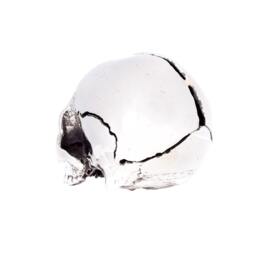 Silver Metal Skull Sculpture With Hypersthene Stone Eyes - thumbnail 3