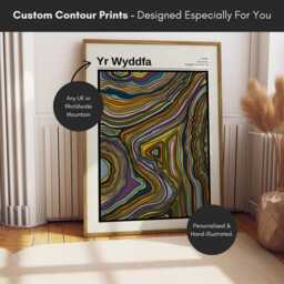 Custom Mountain Contour Print Hand Illustrated Topography Art - thumbnail 2
