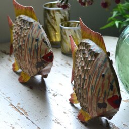 Handcrafted Fish Tealight Lantern, Rustic Decor, Colourful Vintage Style Art, Artisans - thumbnail 3