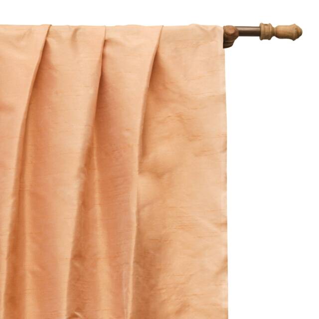 Melon Orange Art Silk Curtain Panels, Faux Curtains - Rod Pocket, Grommet, Box Pleat, Three Pinch Tab Top & Plain Ring Top - image 1