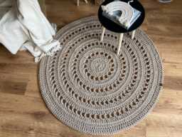 Round Crochet Rug - Handmade Cotton Floor Mat For Rustic Or Farmhouse Decor