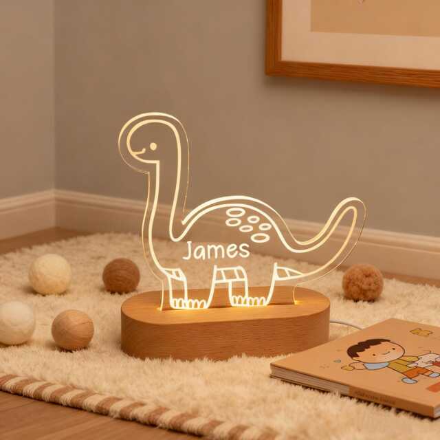 Custom Night Light With Name For Baby Nursery Lamp, Christmas Gift Kids, Dinosaur Light, Tractor 1st Birthday - image 1
