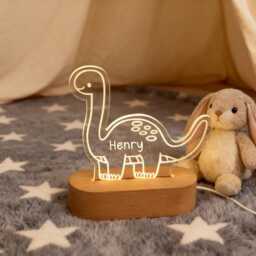 Custom Night Light With Name For Baby Nursery Lamp, Christmas Gift Kids, Dinosaur Light, Tractor 1st Birthday - thumbnail 2