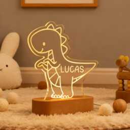 Custom Night Light With Name For Baby Nursery Lamp, Christmas Gift Kids, Dinosaur Light, Tractor 1st Birthday - thumbnail 3
