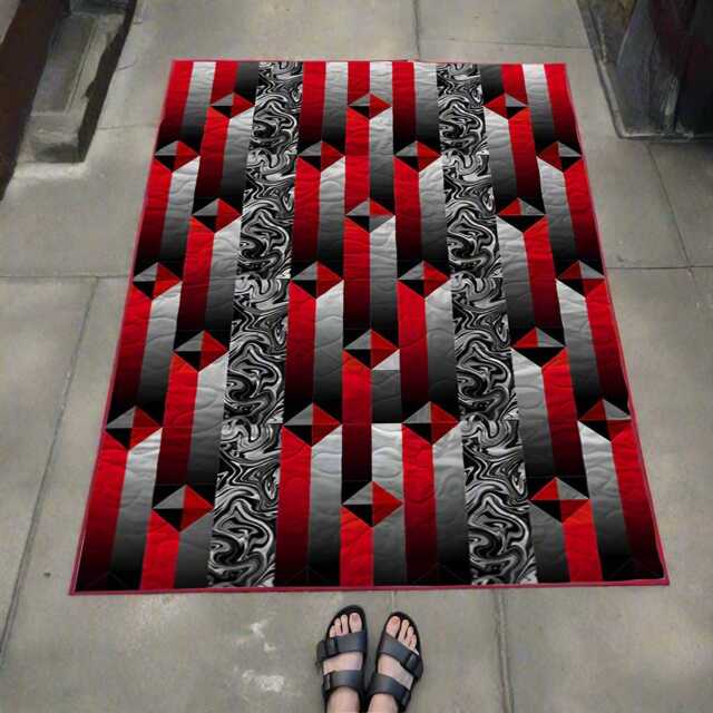 Crimson Shadows Quilt Pattern - Modern Patchwork Throw - PDF Download